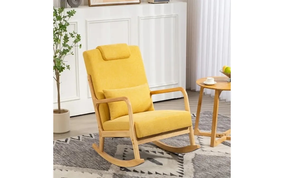 Hsunns Rocking Chair Nursery Upholstered Fabric Accent Chair With High Backrest Glider Chairs And Lumbar Pillow Accent R