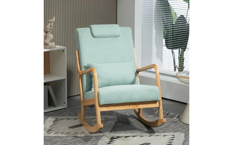 Hsunns Rocking Chair Nursery Upholstered Fabric Accent Chair With High Backrest Glider Chairs And Lumbar Pillow Accent R