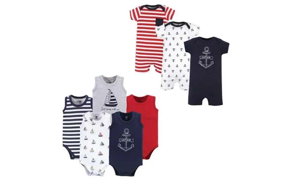 Hudson Baby Infant Boy Cotton Bodysuits And Rompers 8-piece Captain 6-9 Months