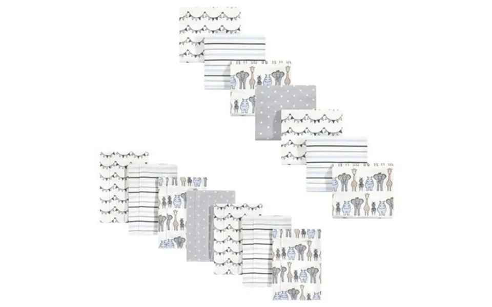 Hudson Baby Infant Boy Cotton Flannel Burp Cloths And Receiving Blankets 14-piece Royal Safari One Size