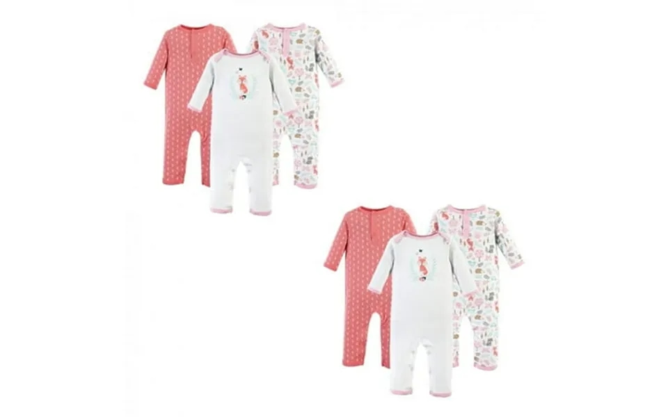 Hudson Baby Infant Girl Cotton Coveralls Woodland Fox 6-piece 0-3 Months