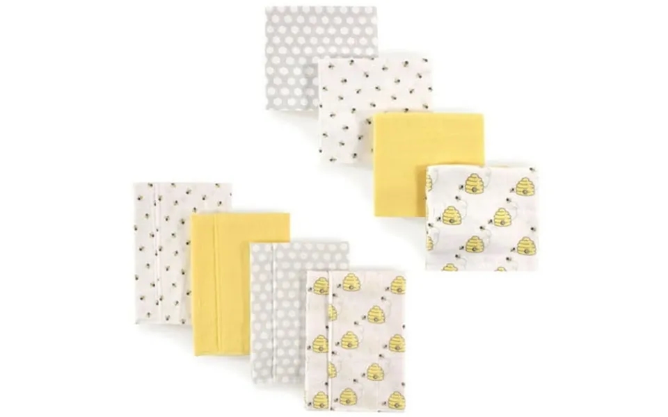 Hudson Baby Unisex Baby Cotton Flannel Burp Cloths And Receiving Blankets 8-piece Bee One Size