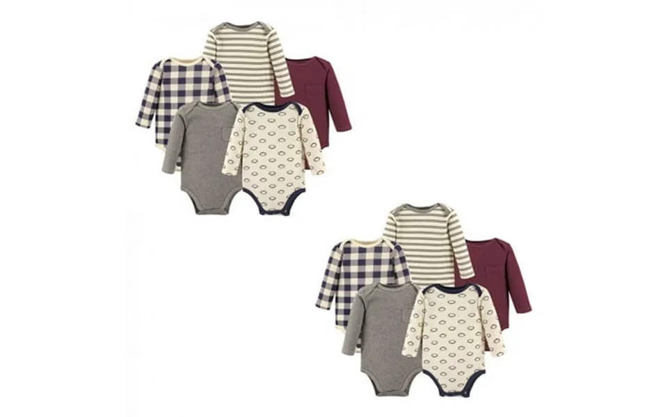 Hudson Baby Unisex Baby Cotton Long-sleeve Bodysuits Burgundy Football 10-piece 6-9 Months
