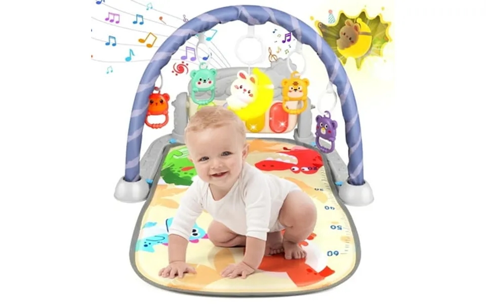 Huge Wave Baby Play Mat For 0-12 Months Baby Gym With Music & Lights Activity Gym Mat With 5 Infant Learning Sensory Toy