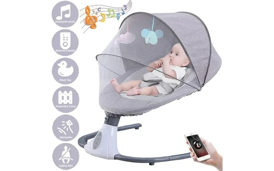 Hurber Electric Baby Swing Infant Bouncer Chair With Remote Control Bluetooth Music 12 Lullabies 4 Speeds 4 Timing Set U