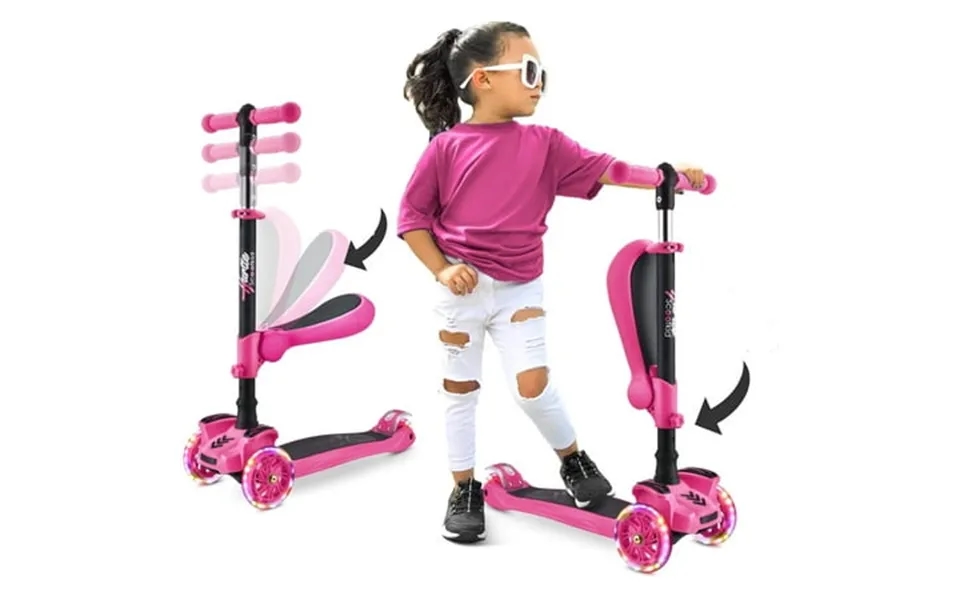 Hurtle 3-wheeled Scooter For Kids - Wheel Led Lights Adjustable Lean-to-steer Handlebar And Foldable Seat