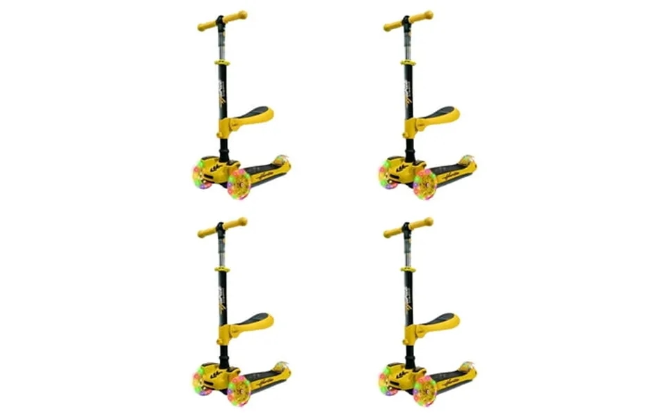 Hurtle Scootkid 3 Wheel Child Ride On Toy Scooter W Led Wheels Yellow 4 Pack
