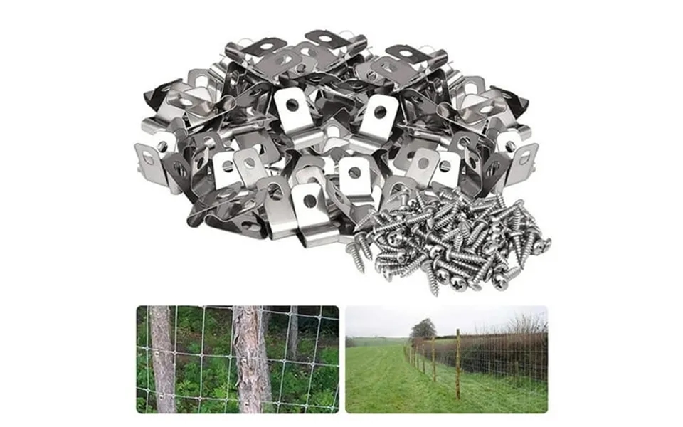 Hwuxmo 100 Pcs Fence Wire Clamps With 100 Pcs Screws Metal Wire Clips Mount Welded Wire To Vinyl Wood Or Metal Fence For