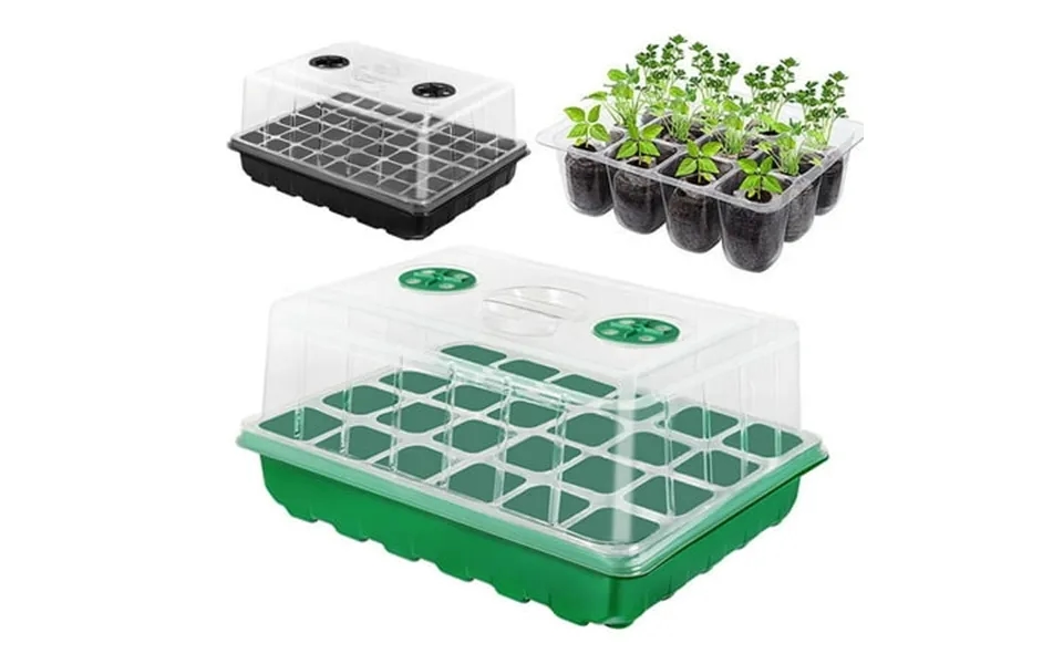 Hzlxw Plants Nursery Box With Humidity Dome 24 Cells Or 48 Cells Transparent Seeds Starter Tray Plant Germination Box Wi