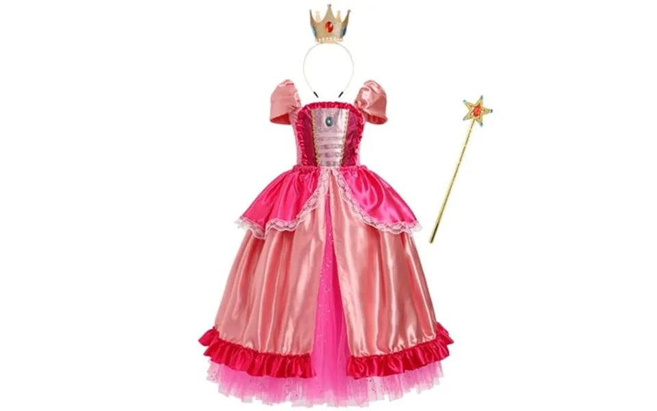 Ibtom Castle Princess Peach Costume For Girls Kids Halloween Birthday Party Dress Up Cosplay Outfit With Accessories Cro