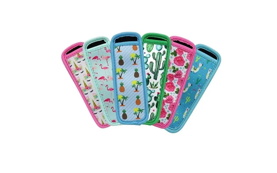 Ice Pop Sleeves Colorful Reusable Neoprene Popsicle Holders Covers 6pcs