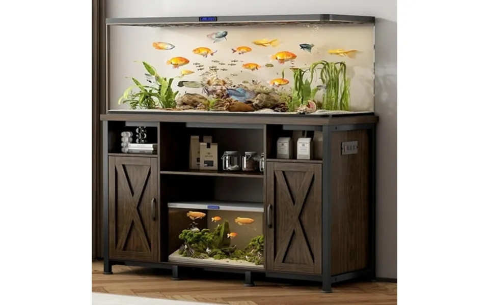 Iceelf 55 - 75 Gallon Fish Tank Stand With Power Outlets Heavy Duty Wooden Aquarium Stand With Storage Cabinet 52 X 19