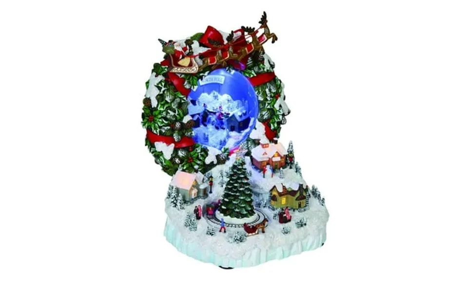 Icy Giftware Led Lighted Musical Frosted Wreath Village Christmas Figurine Decoration - 10