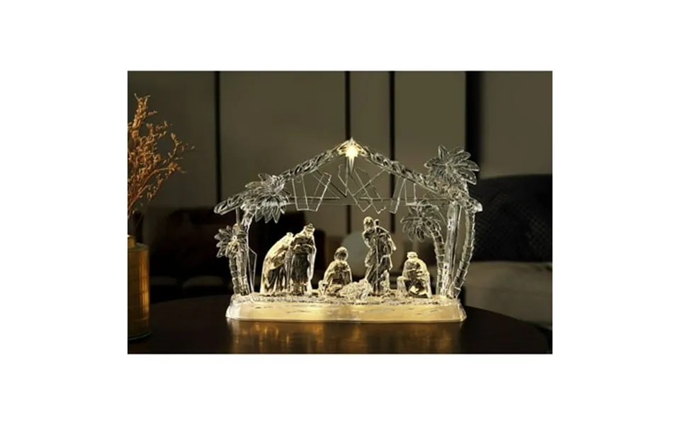 Icy Giftware Set Of 2 Clear Led Lighted Stable Christmas Nativity Set 10