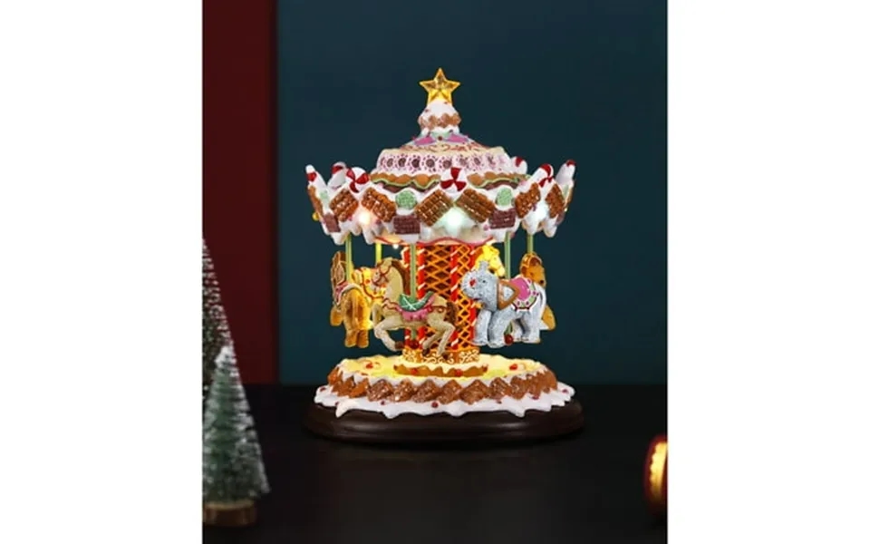 Icy Giftware Set Of 2 Musical Led Lighted Candy Land Carousel Christmas Tabletop Decorations 11