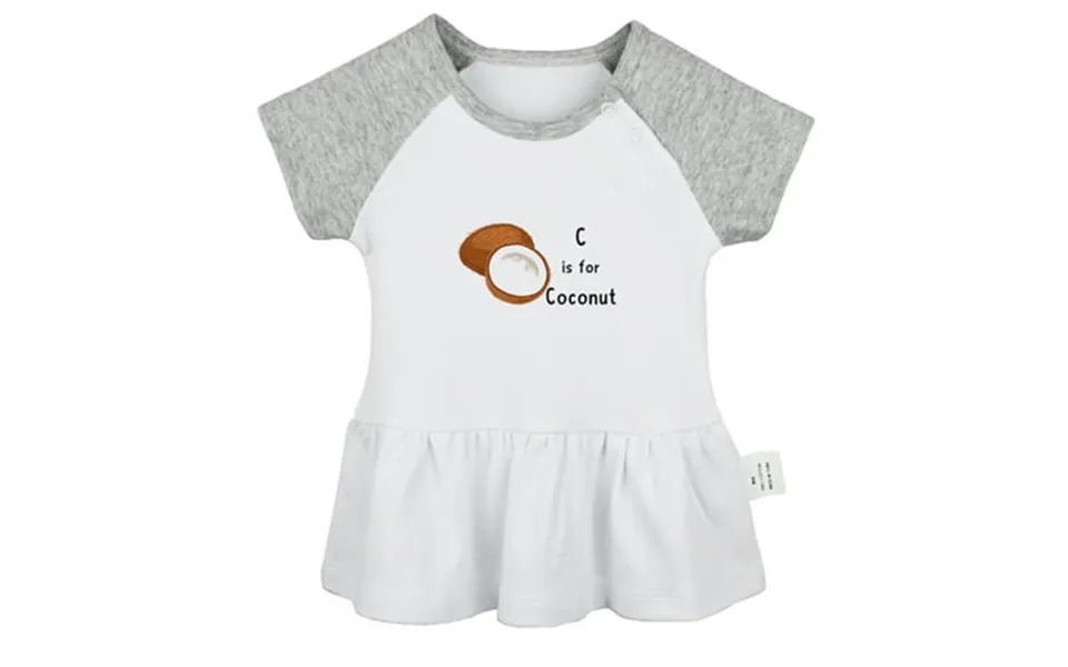 Idzn C Is For Coconut Funny Dresses For Baby Newborn Babies Skirts Infant Princess Dress 0-24m Kids Graphic Clothes Gray