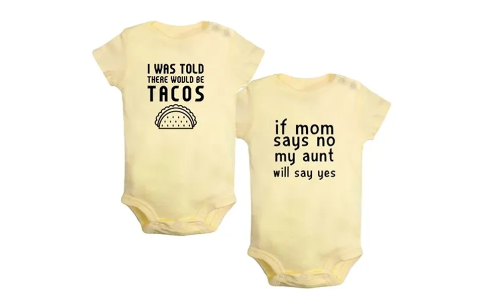 Idzn Pack Of 2 If Mom Says No & I Was Told There Would Be Tacos Funny Rompers For Babies Newborn Baby Unisex Bodysuits I