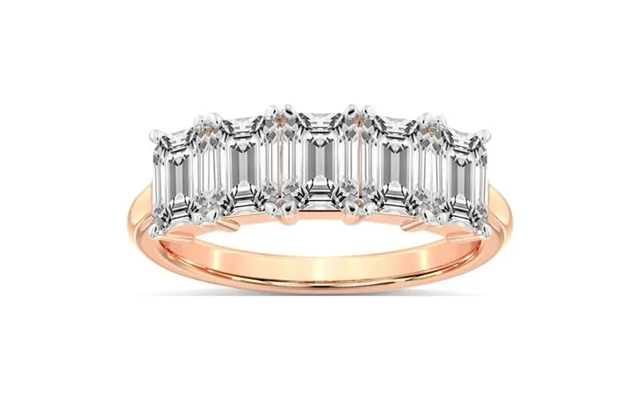 Igi Certified Emerald Shape Lab Grown Diamond Anniversary Band Ring For Women 5 Stone 5 Ct Tw In 14k Rose Gold Fg-vs1-vs product image