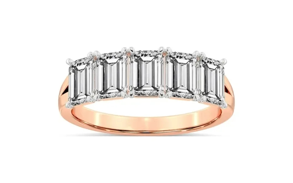 Igi Certified Emerald Shape Lab Grown Diamond Anniversary Band Ring For Women 5 Stone 7 Ct Tw 14k Rose Gold Fg-vs Qualit