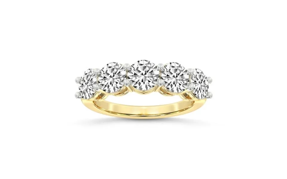 Igi Certified Round Shape Lab Grown Diamond Anniversary Band Ring For Women 5 Stone 5 Ct Tw In 14k Yellow Gold Fg-vs1-vs