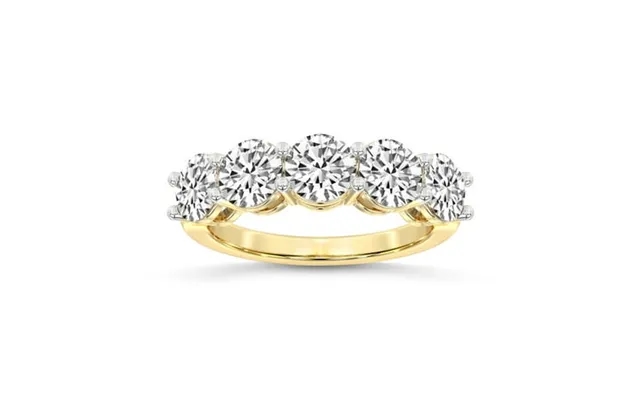 Igi Certified Round Shape Lab Grown Diamond Anniversary Band Ring For Women 5 Stone 5 Ct Tw In 14k Yellow Gold Fg-vs1-vs product image