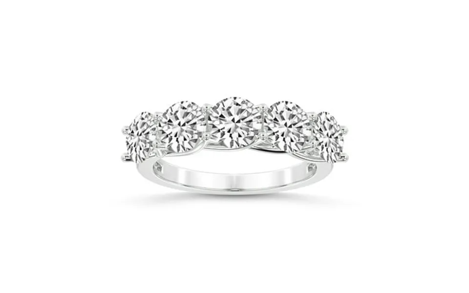 Igi Certified Round Shape Lab Grown Diamond Anniversary Band Ring For Women 5 Stone 6 Ct Tw 14k White Gold Fg-vs Quality