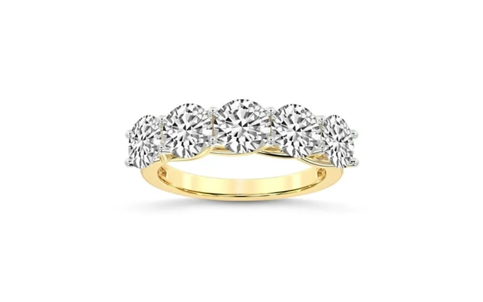 Igi Certified Round Shape Lab Grown Diamond Anniversary Band Ring For Women 5 Stone 6 Ct Tw 14k Yellow Gold Fg-vs Qualit