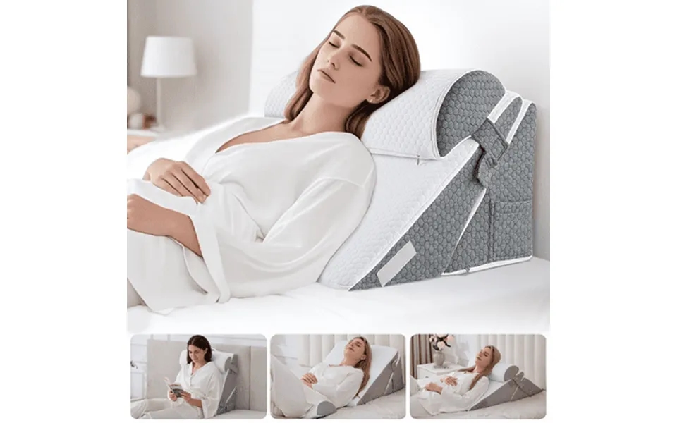 Ihrat Wedge Pillow For Sleeping Orthopedic Adjustable Memory Foam Bed Wedge Pillows Set For Acid Reflux Leg Back Pain Re