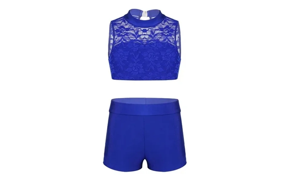 Iiniim Kids Girls 2-piece Sports Outfit Athletic Dance Crop Top With Booty Shorts Workout Gymnastics Leotard