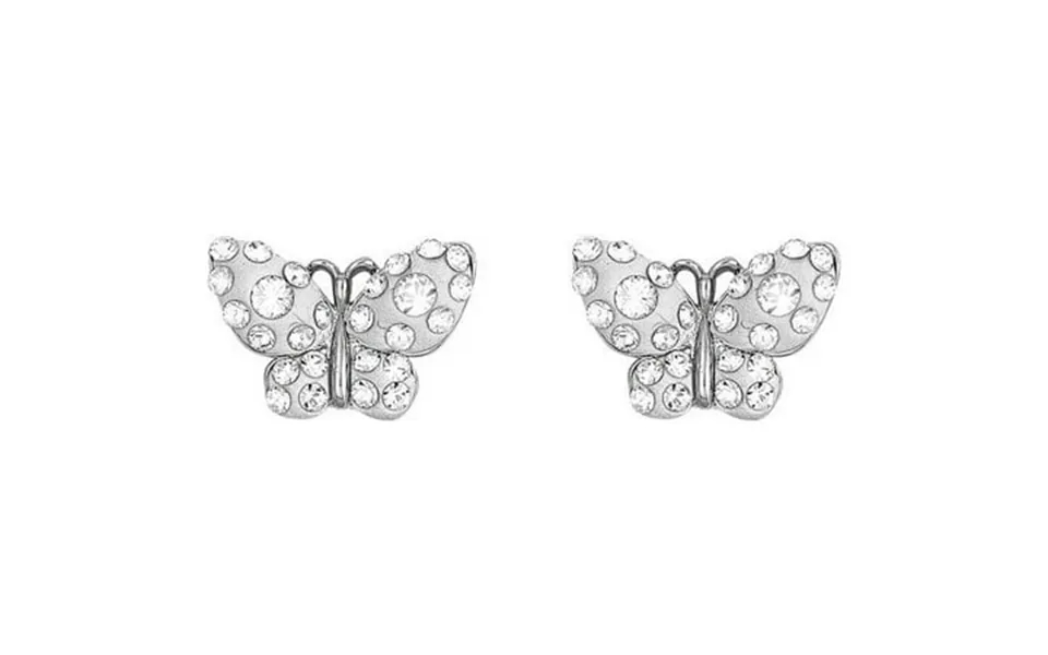 Ijewelry2 Sterling Silver White Enamel Butterfly With Clear Crystals Stud Earrings