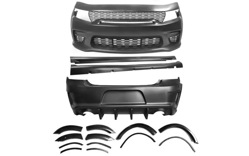 Ikon Motorsports Compatible With 2015-2023 Dodge Charger Widebody Style Whole Bumper Side Matte Black Diffuser Kits