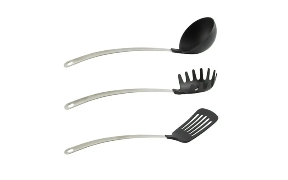 Imperial Home 3 Pc Nylon And Stainless Steel Kitchen Utensil Set In Black
