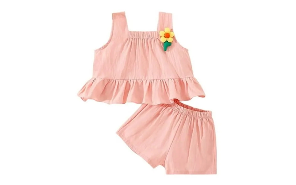Inadays Baby Girl Clothes Summer Cotton Outfits Ruffle Hem Sleeveless Shirt Kid Flower Tops Vest Short Set 2pcs Outfits