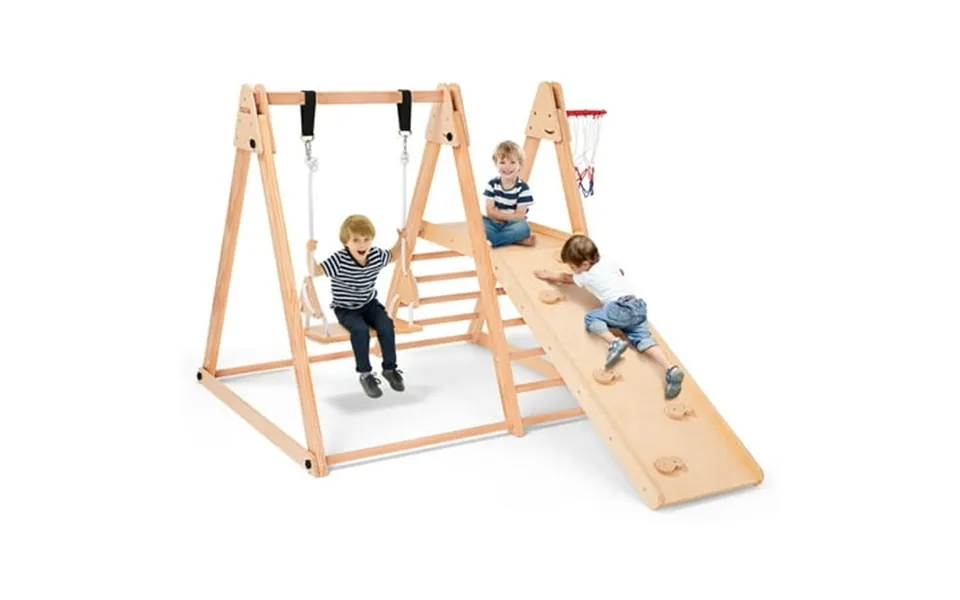 Indoor Baby Climbing Toys Playground Jungle Gym Montessori Waldorf Style Wooden Toddlers Climber Playset For Children Ki