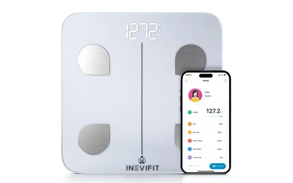 Inevifit Smart Body Composition Scale With Bluetooth And Free Tracking Inevifit App - White