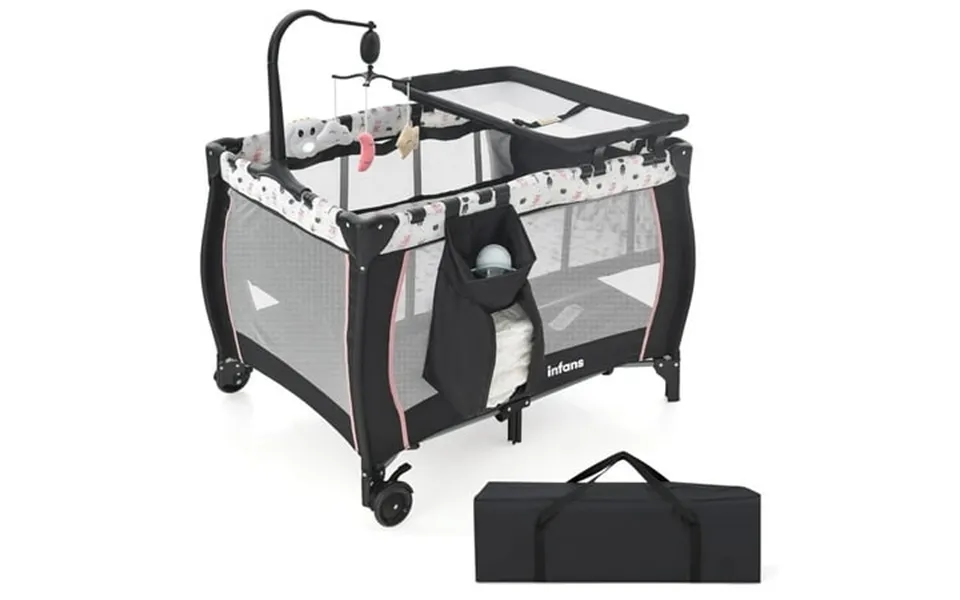 Infans 3 In 1 Pack And Play Portable Travel Baby Crib Bassinet With Detachable Mattress Newborn Changing Table Foldable