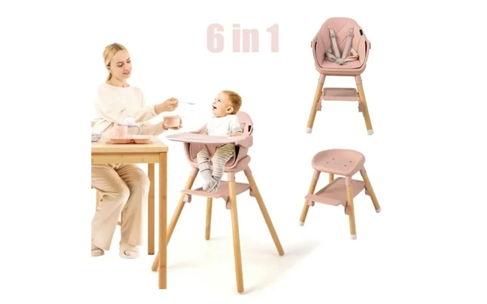 Infans 6-in-1 Convertible Wooden Baby Highchair Infant Feeding Chair W Removable Tray