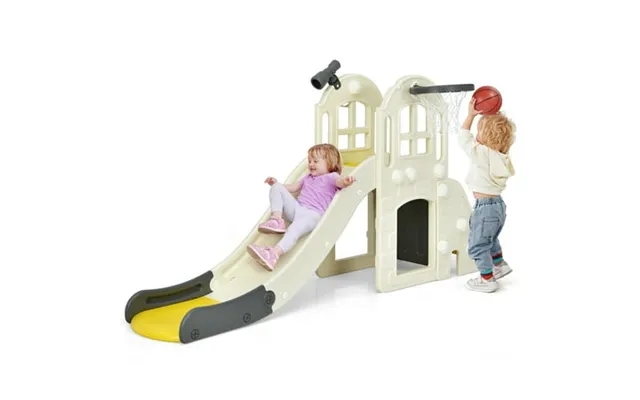 Infans 6-in-1 Large Slide For Kids Toddler Climber Slide Playset W Basketball Hoop product image