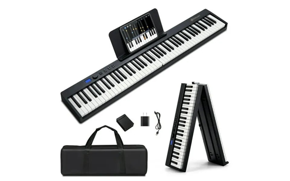 Infans 88-key Folding Electric Piano Keyboard Semi Weighted Full Size Midi Black