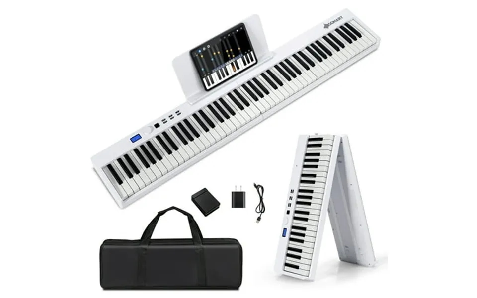 Infans 88-key Folding Electric Piano Keyboard Semi Weighted Full Size Midi White