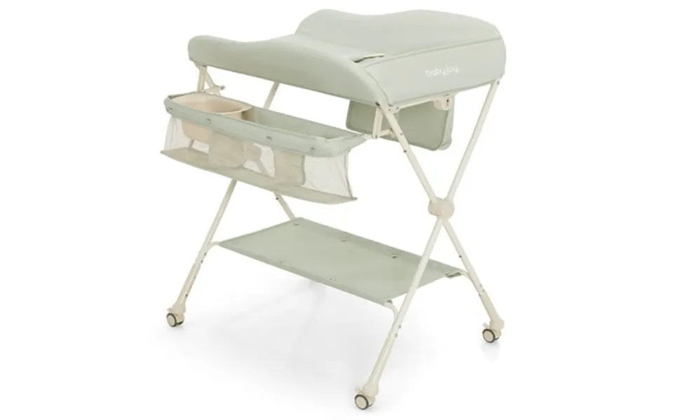 Infans Baby Diaper Changing Table Folding Newborn Nursery Organizer W Water Basin Wheel