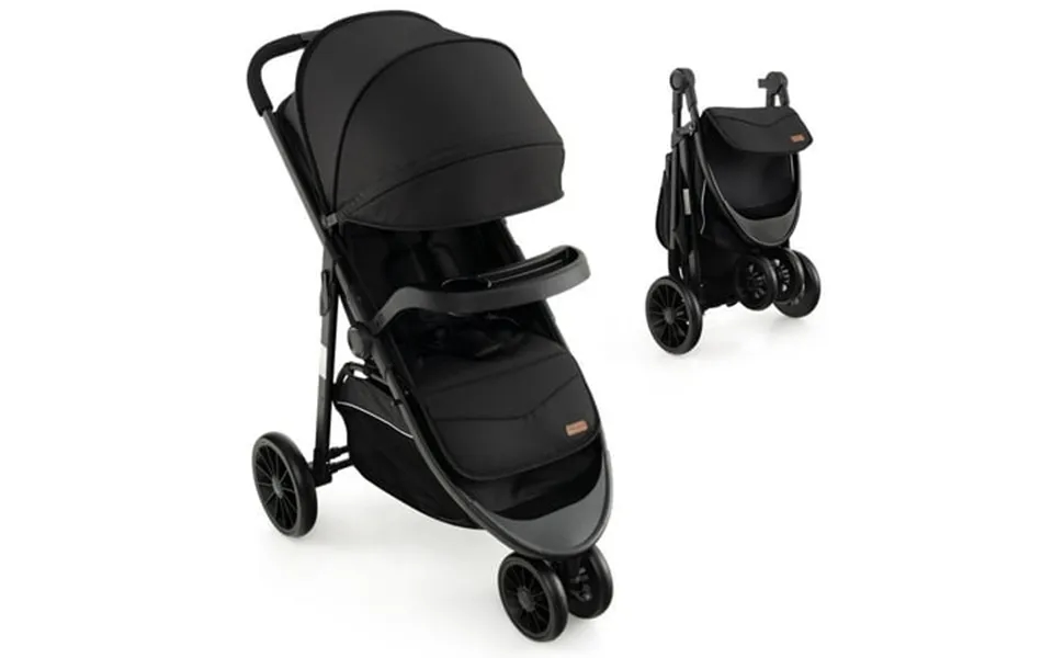 Infans Baby Jogging Stroller Jogger Travel System W Adjustable Canopy For Newborn Black