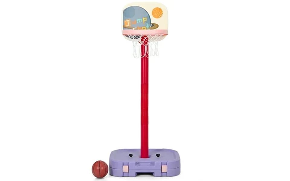 Infans Portable 2 In 1 Kids Basketball Hoop Stand W Ring Toss & Storage Box Purple