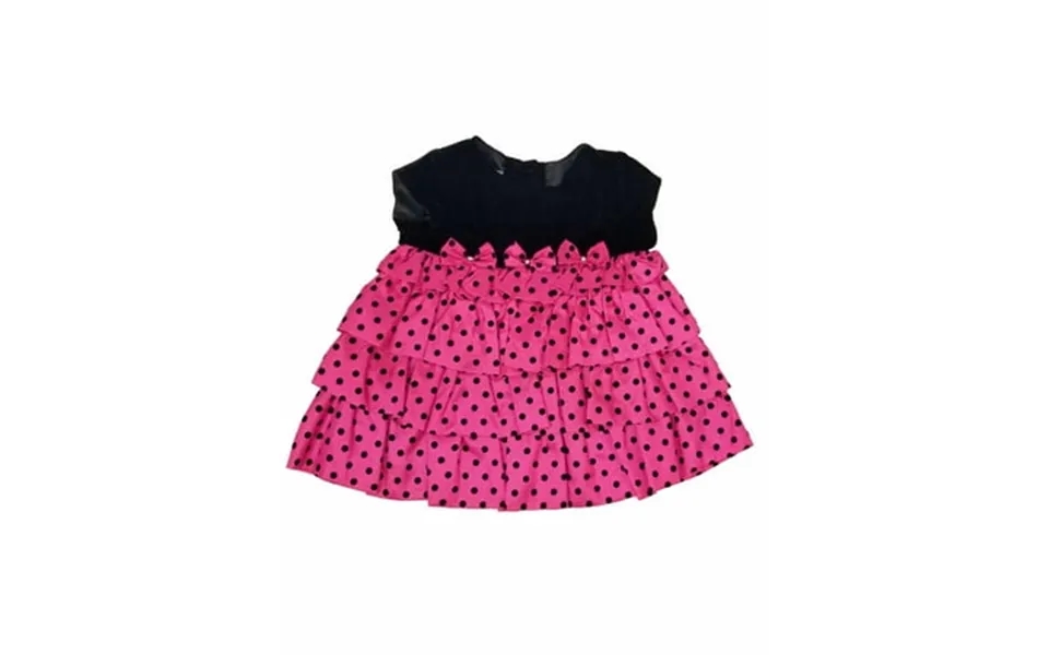 Infant Baby Girls Pink Polka Dot Black Velvet Christmas Holiday Party Dress 6m