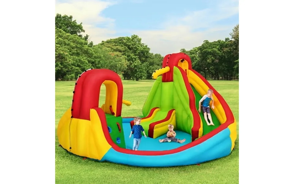 Inflatable Kids Water Slide Park With Climbing Wall Water Cannon And Splash Pool