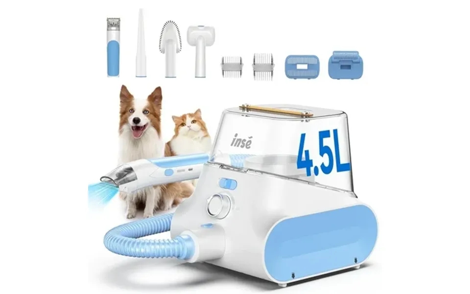 Inse Grooming Vaccum 4.5l Large Capacity Pet Grooming Kit & 5-in-1 Ultra-low Noise Pet Grooming Vacu For Dog Cat