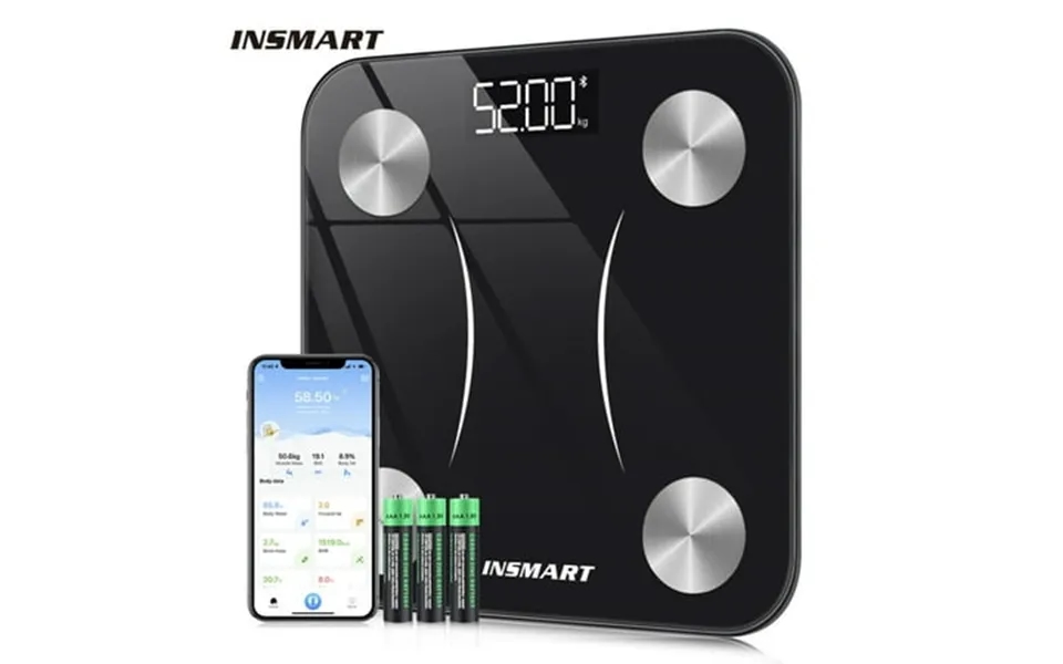 Insmart Scales For Body Weight Bluetooth Smart Scale With App Track Weight Bmi Body Fatwith Smartphone App 400 Lbs Black