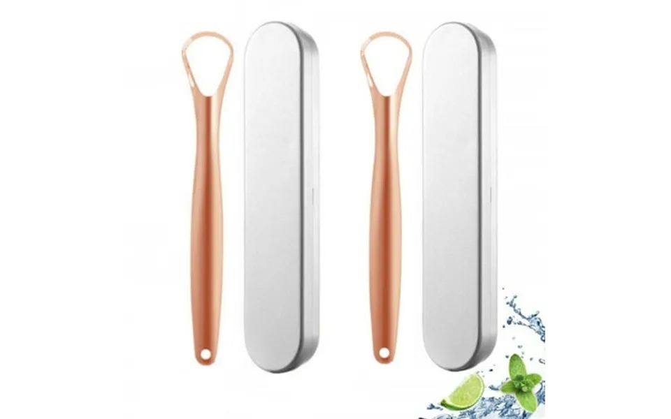 Insmart Tongue Scraper Reduce Bad Breath Stainless Steel Tongue Cleaners Metal Tongue Scrapers Fresher Breath 2pcs Rose