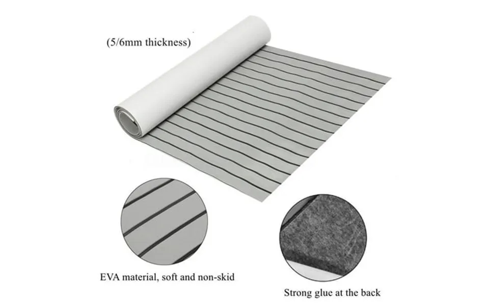 Intbuying 1 Sheet Marine Flooring Faux Teak Eva Foam Boat Decking Sheet Light Grey & Black 94
