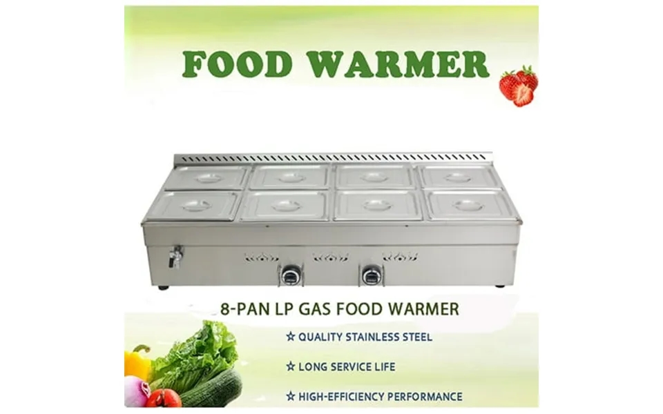 Intbuying 8-pan Food Warmer Lp Gas Buffet Food Warmer With Pressure Relief Valve Stainless Steel Restaurant Canteen Food